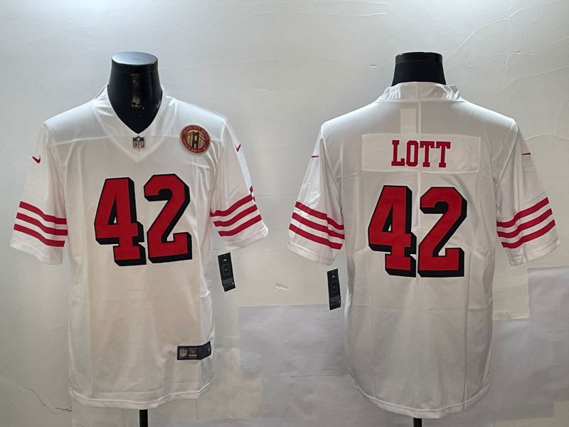 Men San Francisco 49ers #42 Lott White Throwback 2024 Nike Limited NFL Jersey style 01044